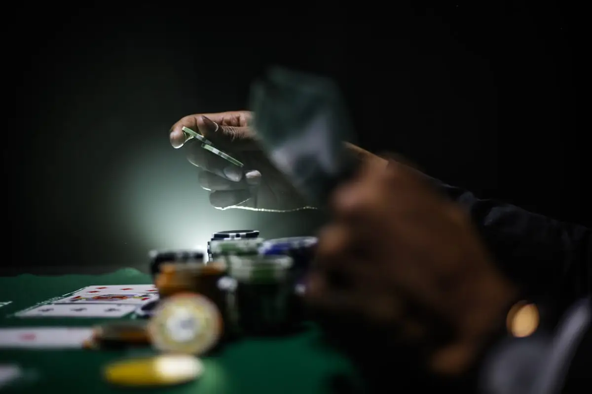 Casino player at a gaming table