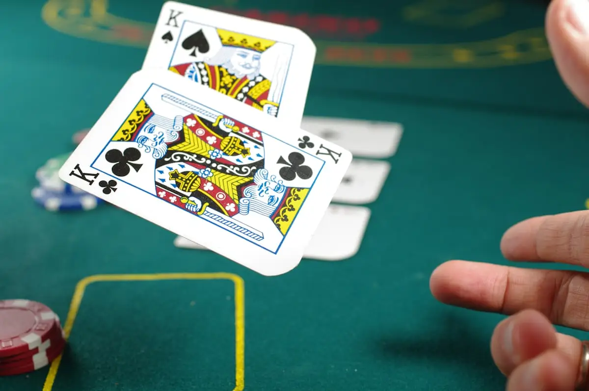 Playing cards on a gaming table