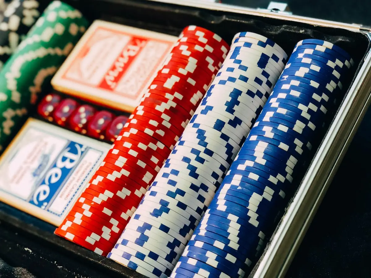 Casino chips and playing cards