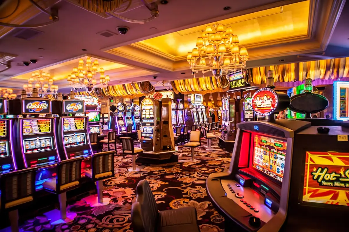 Bright casino floor with gaming machines