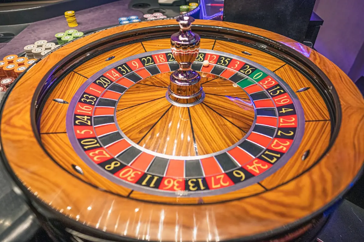 Roulette wheel on a casino table