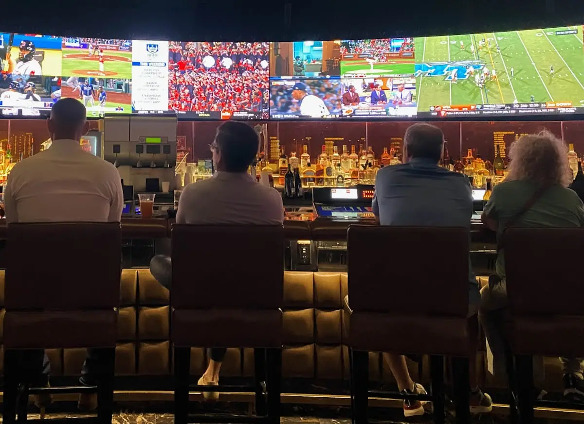 Sports viewing lounge with large screens
